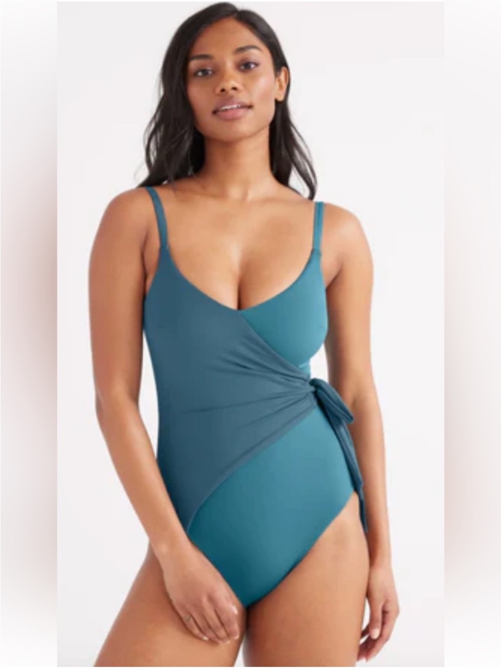 Knix Teal One-Piece Wrap Swimsuit, size XL, bust 38A-DD waist size 16-18